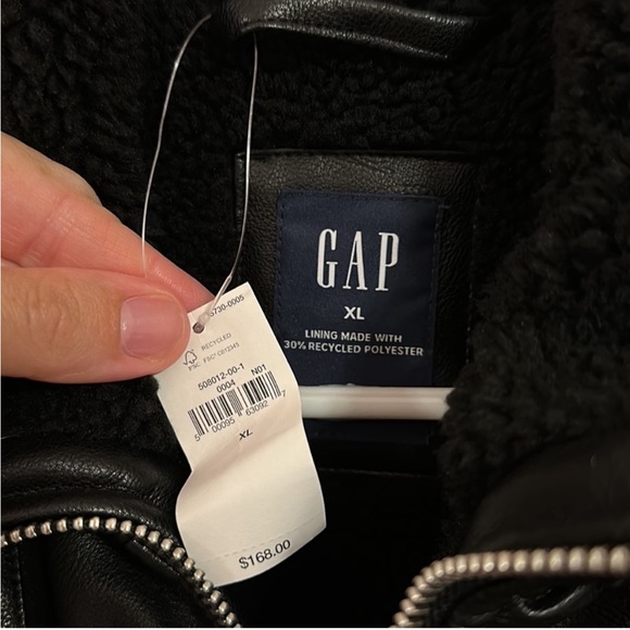 💫Aviator•NWT•GAP• Black Sherpa lined Faux Leather Jacket•Sz XL $168 Retail💫 - Picture 13 of 13